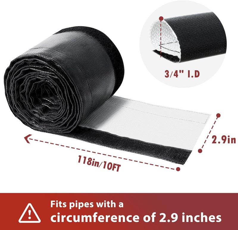 Amerbro Wire Heat Shield for Hose Lines & Electrical Wiring, Heat Shield Wrap Automotive for Exhaust and High-Temperature Pipes with 20 Pcs Stainless Steel Ties, 3/4" I.D.x 10FT, Black - Image 2